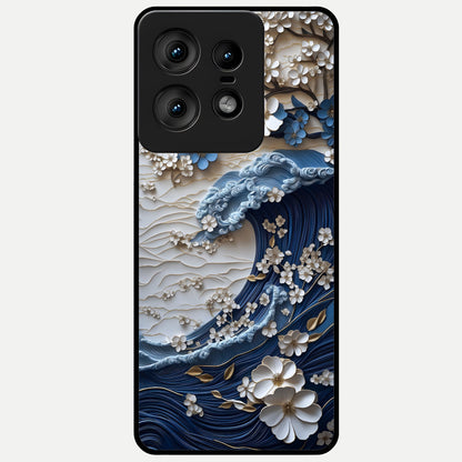  Blossom Wave Art Glass Case For Moto Edge50 Pro back cover – full design glossy printed glass finish