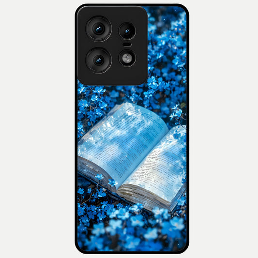  Blue Bloom Tales Glass Case For Moto Edge50 Pro back cover – full design glossy printed glass finish