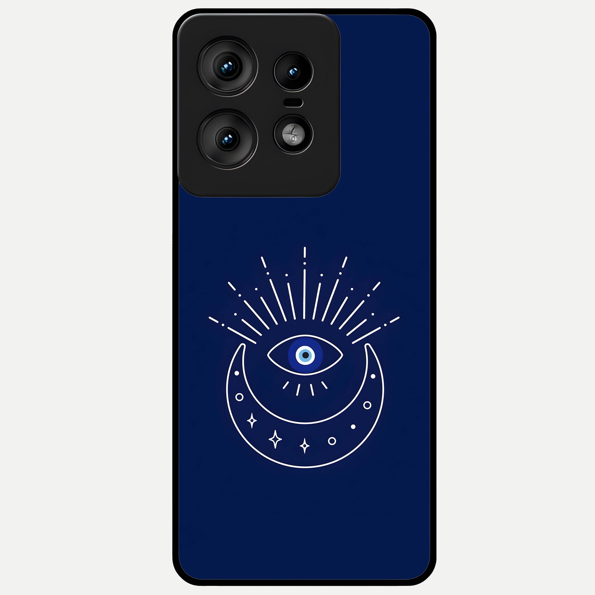  Blue Evil Eye Glass Case For Moto Edge50 Pro back cover – full design glossy printed glass finish