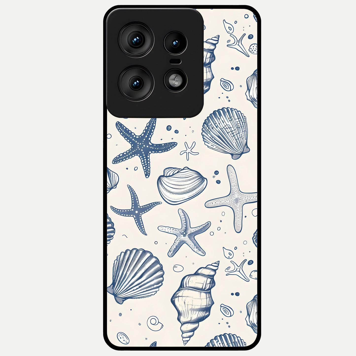  Blue Ocean Outline Glass Case For Moto Edge50 Pro back cover – full design glossy printed glass finish