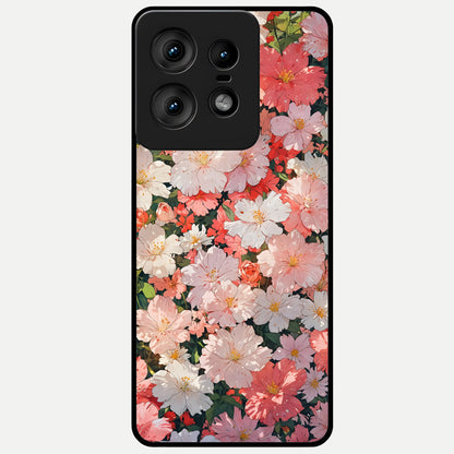  Blush Bloom Field Glass Case For Moto Edge50 Pro back cover – full design glossy printed glass finish