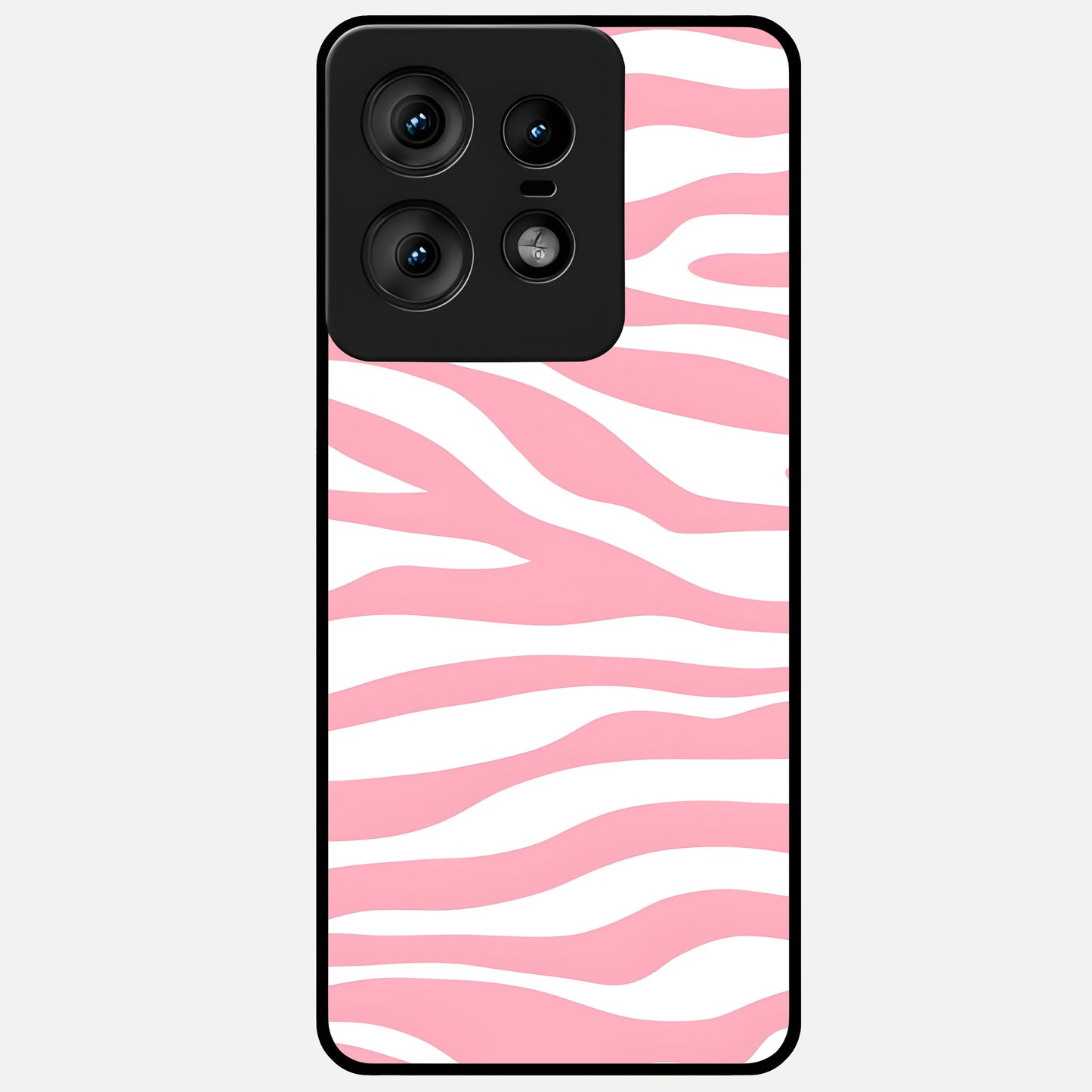  Blush Zebra Flow Glass Case For Moto Edge50 Pro back cover – full design glossy printed glass finish