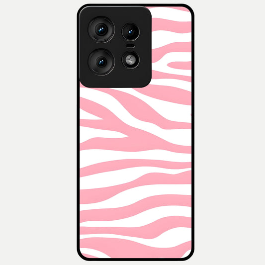  Blush Zebra Flow Glass Case For Moto Edge50 Pro back cover – full design glossy printed glass finish
