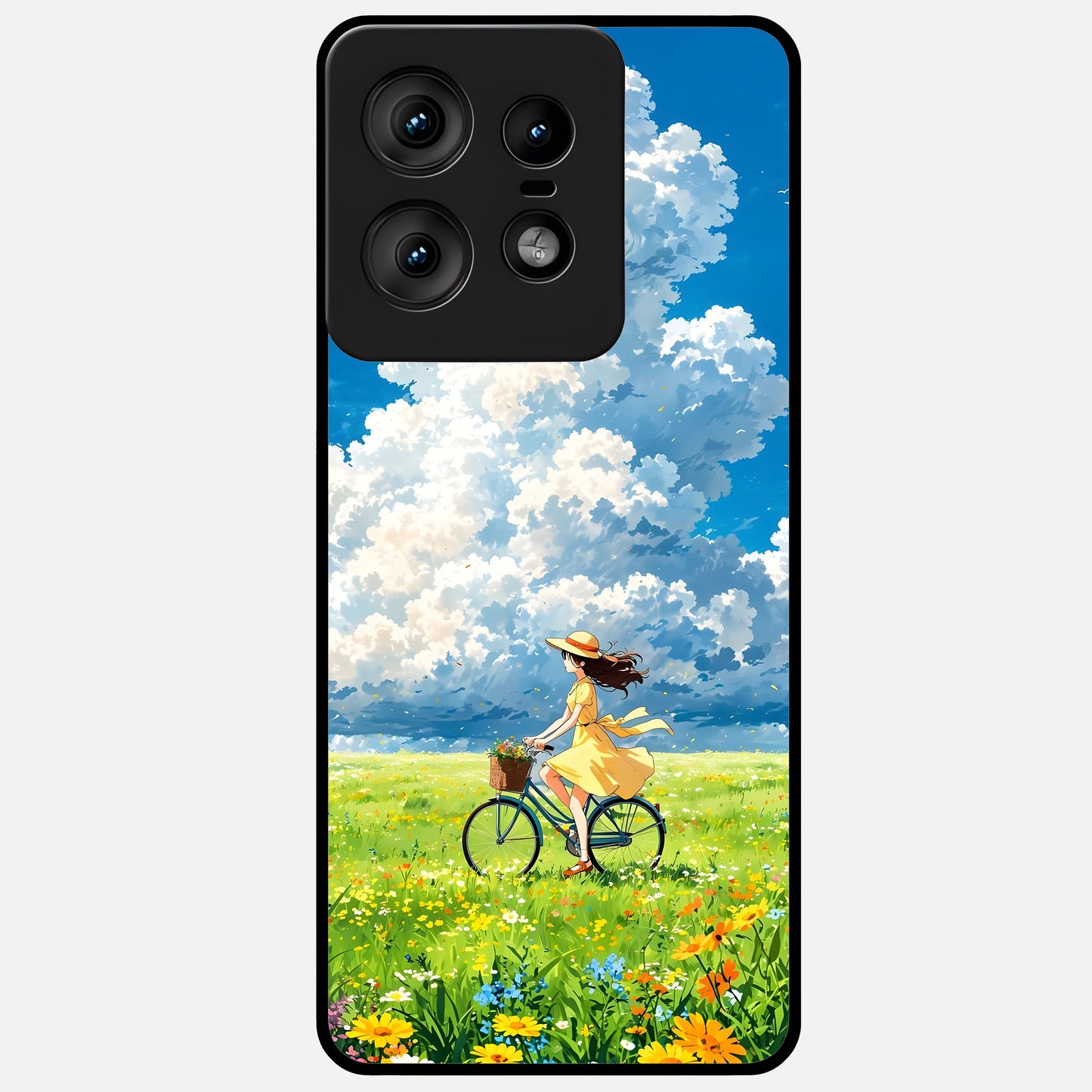  Breezy Meadow Ride Glass Case For Moto Edge50 Pro back cover – full design glossy printed glass finish