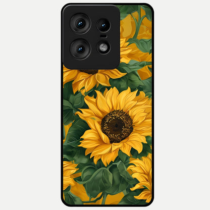  Bright Sunflower Bloom Glass Case For Moto Edge50 Pro back cover – full design glossy printed glass finish