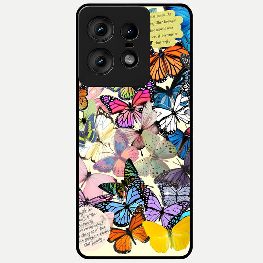  Butterflies Petal Dream Glass Case For Moto Edge50 Pro back cover – full design glossy printed glass finish
