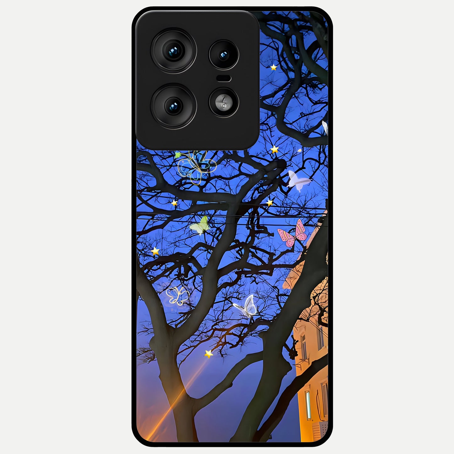  Butterfly Night Magic Glass Case For Moto Edge50 Pro back cover – full design glossy printed glass finish