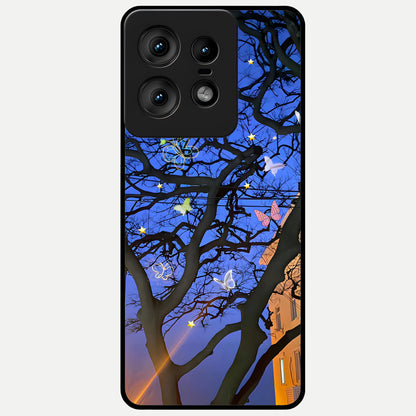  Butterfly Night Magic Glass Case For Moto Edge50 Pro back cover – full design glossy printed glass finish