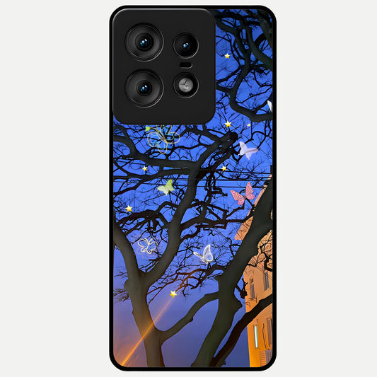  Butterfly Night Magic Glass Case For Moto Edge50 Pro back cover – full design glossy printed glass finish