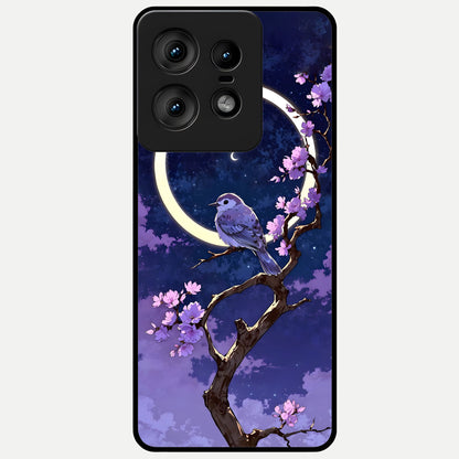  Celestial Bird Blossom Glass Case For Moto Edge50 Pro back cover – full design glossy printed glass finish