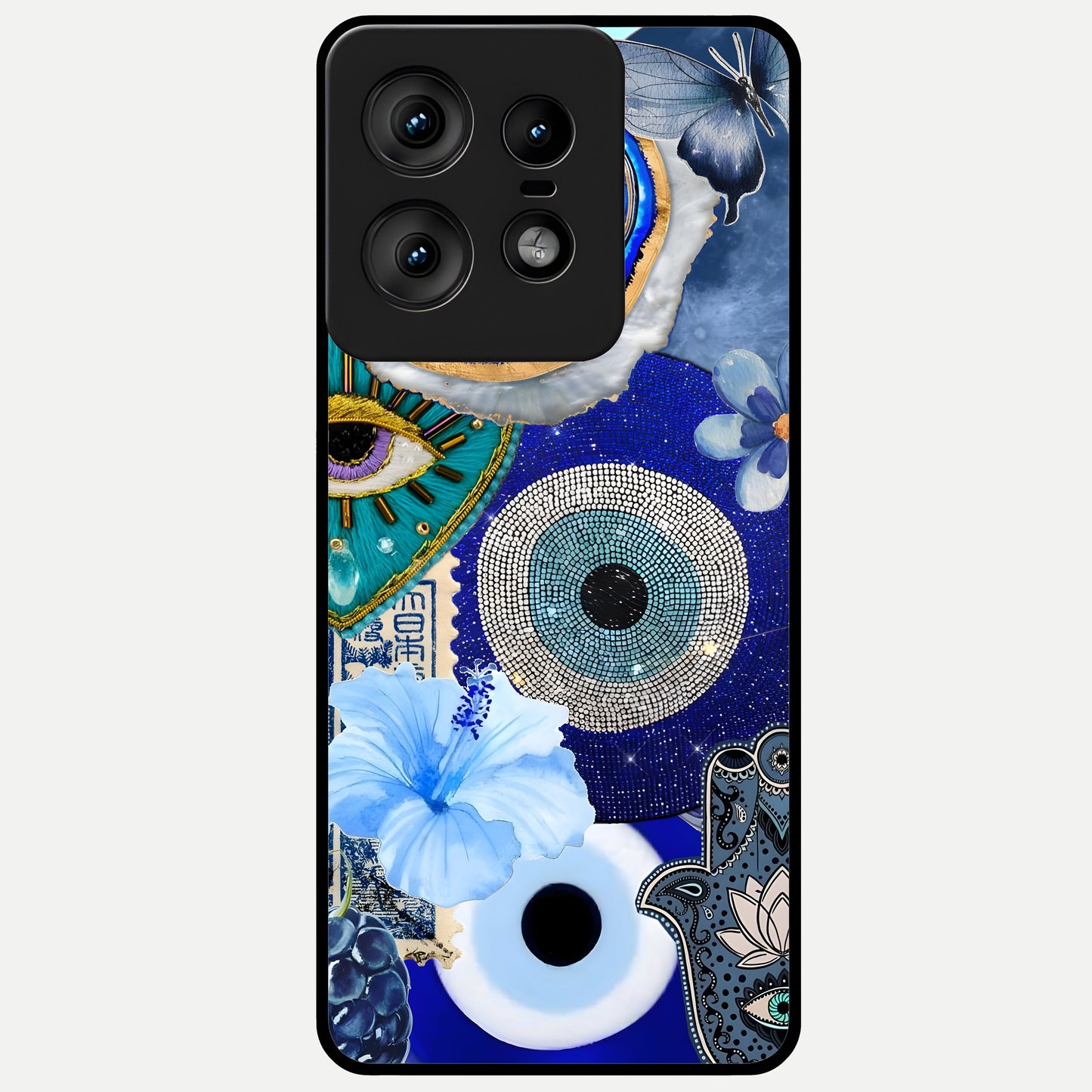  Celestial Blue Vision Glass Case For Moto Edge50 Pro back cover – full design glossy printed glass finish