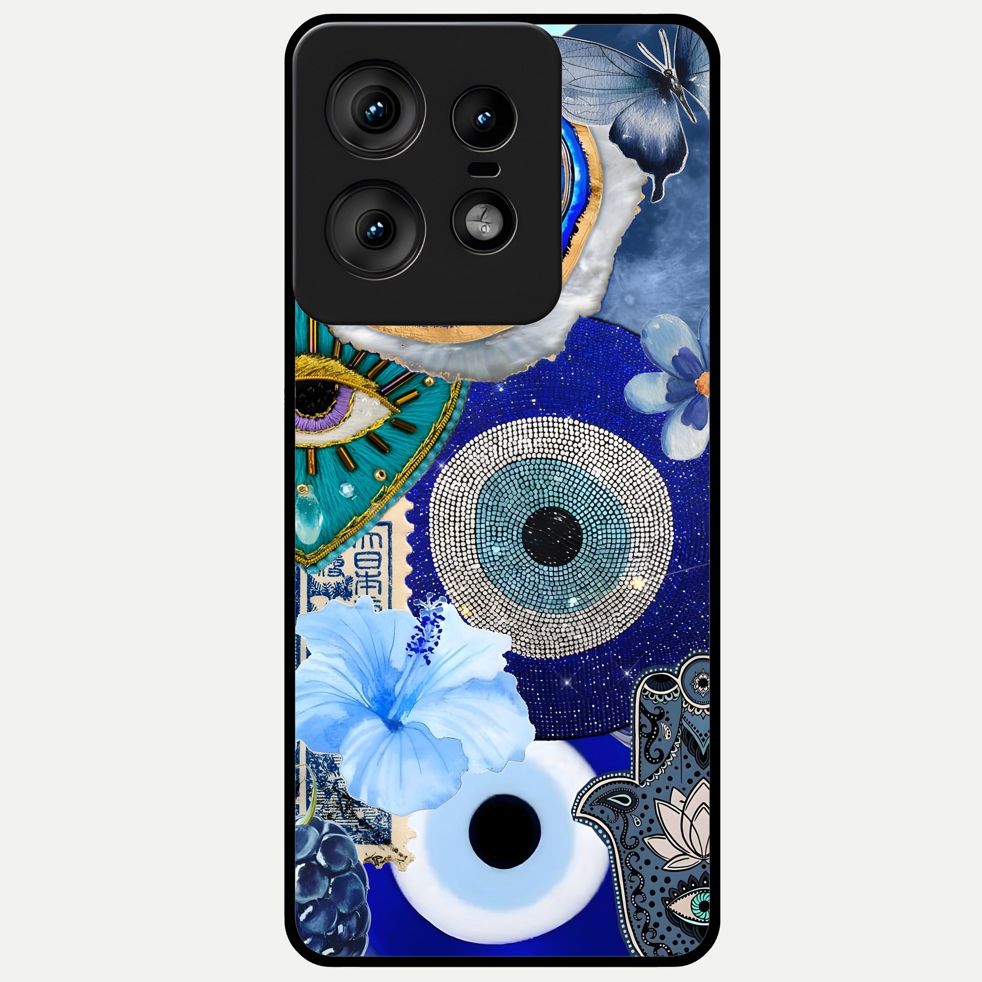  Celestial Blue Vision Glass Case For Moto Edge50 Pro back cover – full design glossy printed glass finish