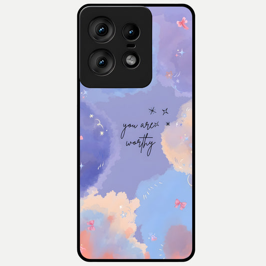  Celestial Cloud Magic Glass Case For Moto Edge50 Pro back cover – full design glossy printed glass finish