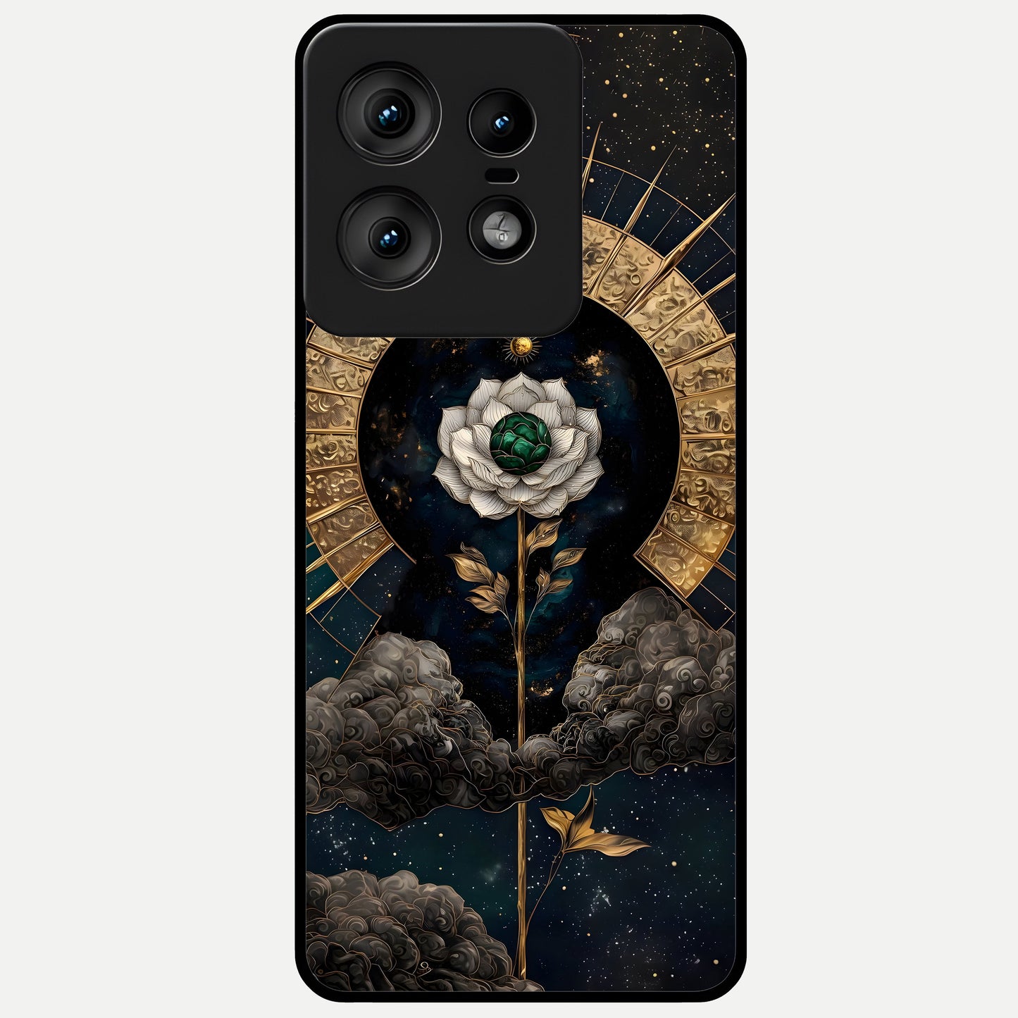  Celestial Lotus Morang Glass Case For Moto Edge50 Pro back cover – full design glossy printed glass finish