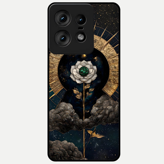  Celestial Lotus Morang Glass Case For Moto Edge50 Pro back cover – full design glossy printed glass finish