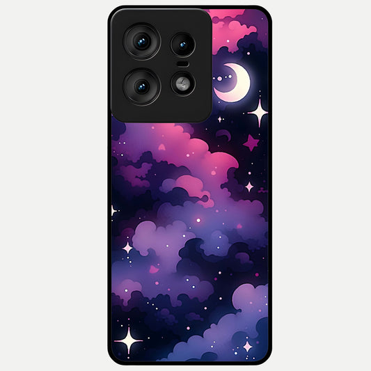  Celestial Moon Magic Glass Case For Moto Edge50 Pro back cover – full design glossy printed glass finish