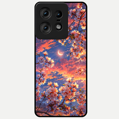  Celestial Sakura Sunset Glass Case For Moto Edge50 Pro back cover – full design glossy printed glass finish