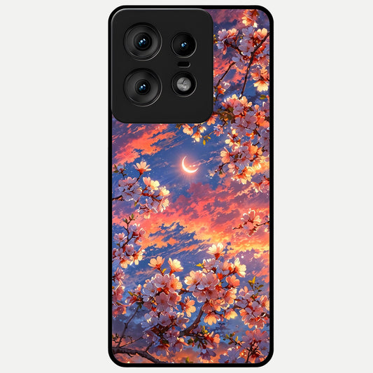  Celestial Sakura Sunset Glass Case For Moto Edge50 Pro back cover – full design glossy printed glass finish