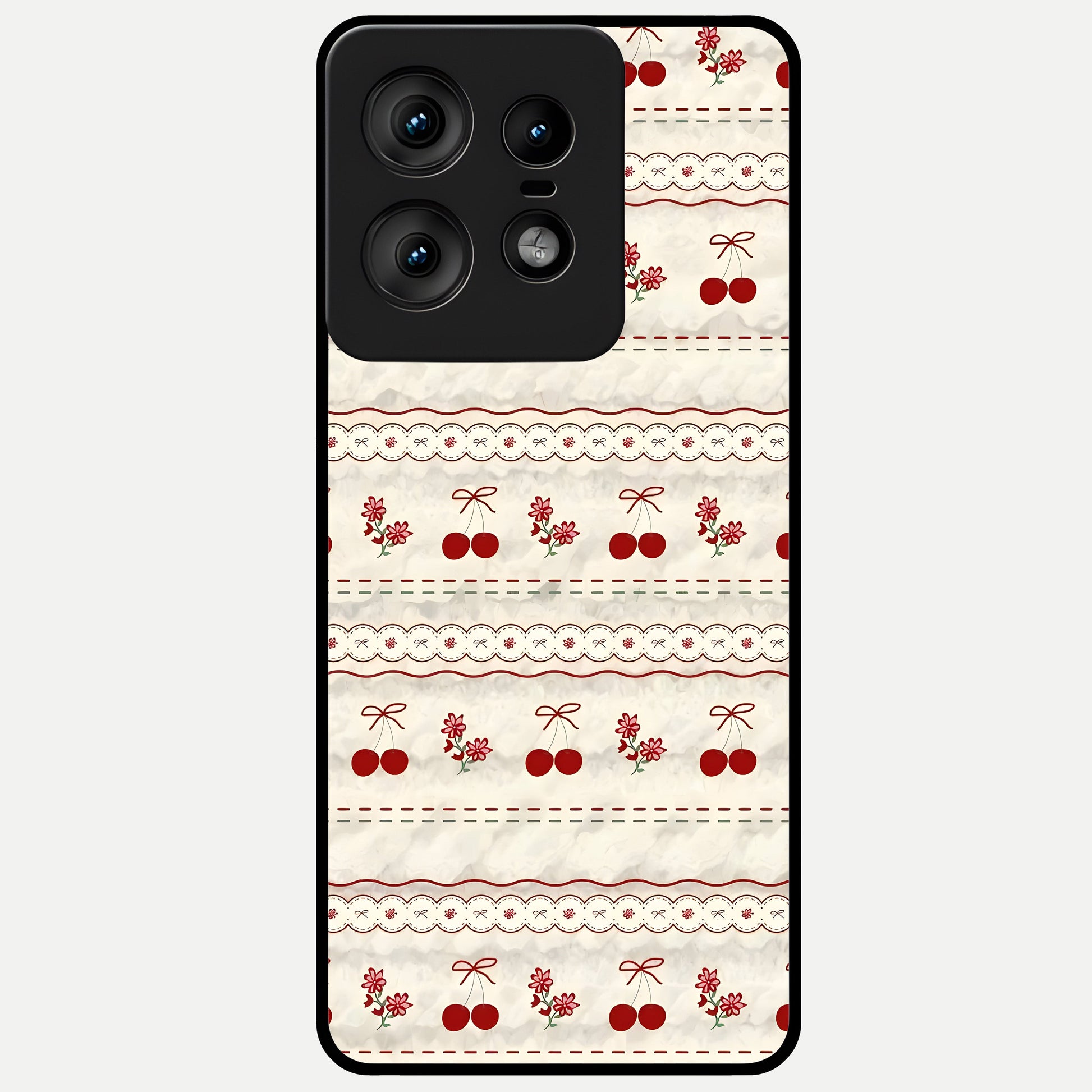  Cherry Bloom Charm Glass Case For Moto Edge50 Pro back cover – full design glossy printed glass finish