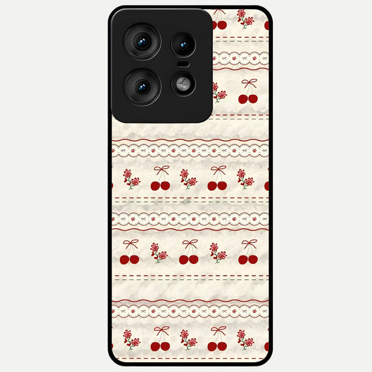  Cherry Bloom Charm Glass Case For Moto Edge50 Pro back cover – full design glossy printed glass finish