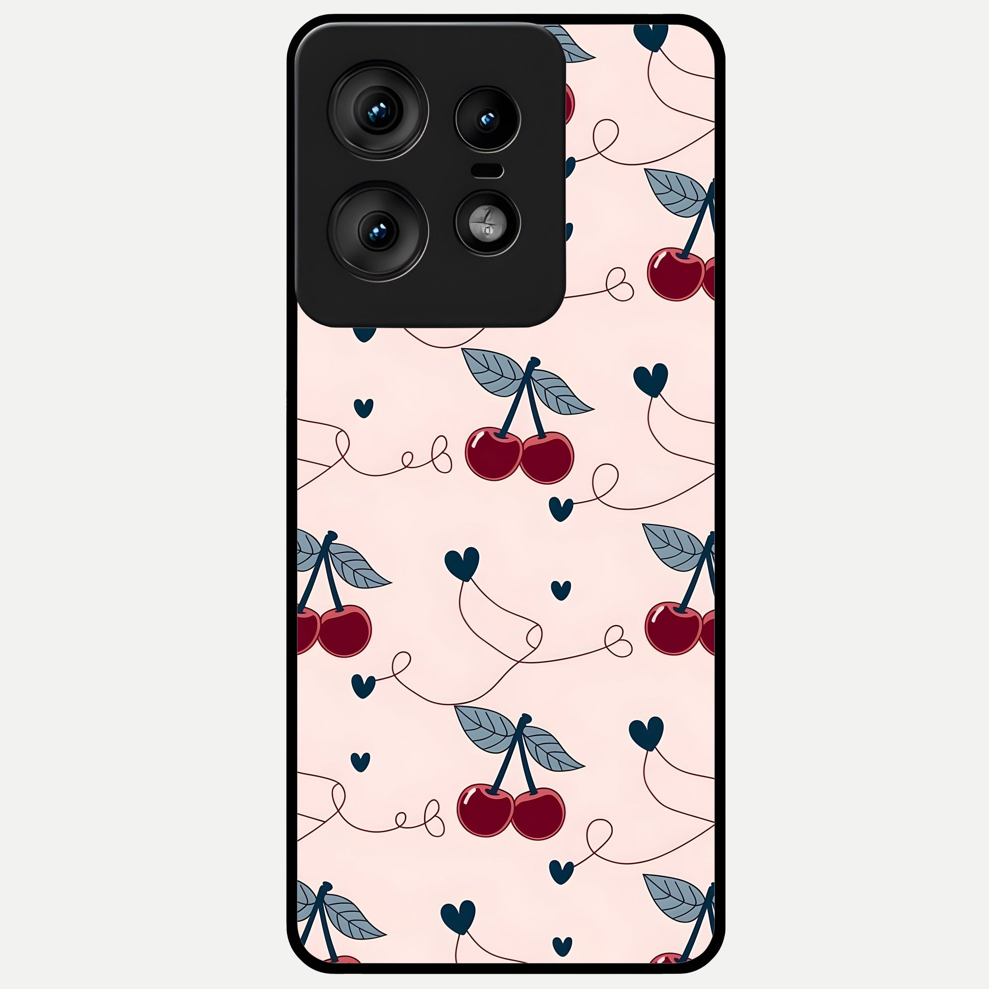  Cherry Heart Line Glass Case For Moto Edge50 Pro back cover – full design glossy printed glass finish
