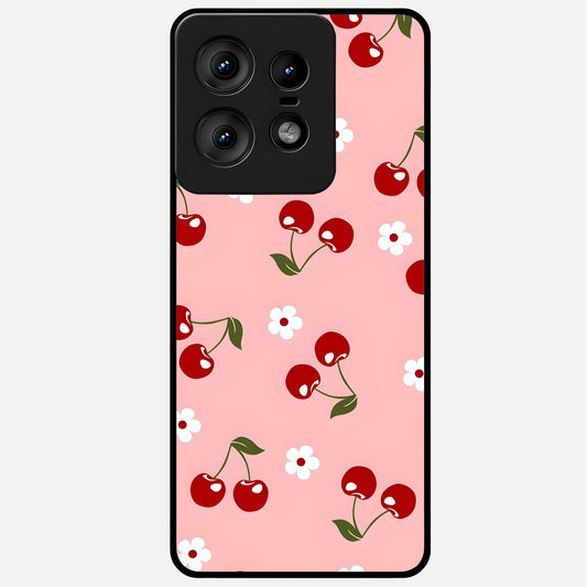  Cherry Love Mood Glass Case For Moto Edge50 Pro back cover – full design glossy printed glass finish