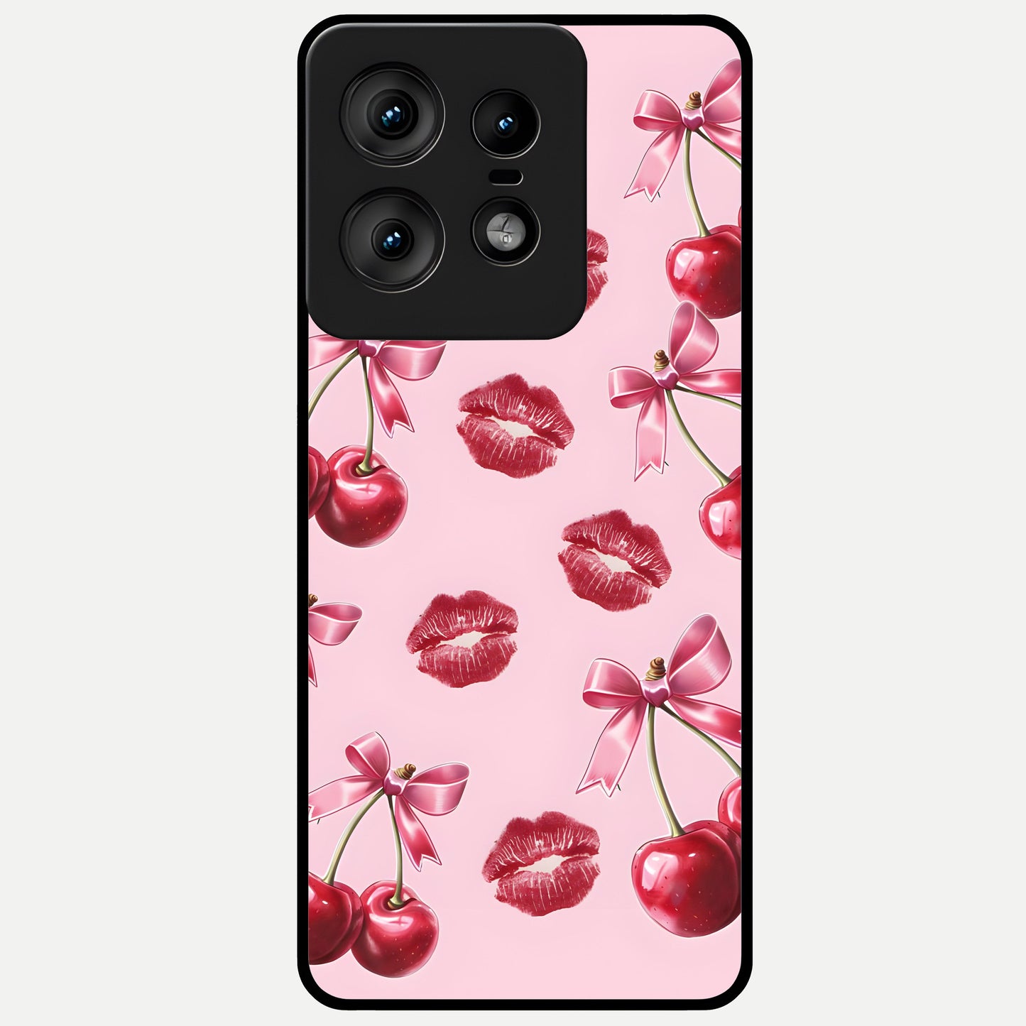  Cherry With Lips Glass Case For Moto Edge50 Pro back cover – full design glossy printed glass finish