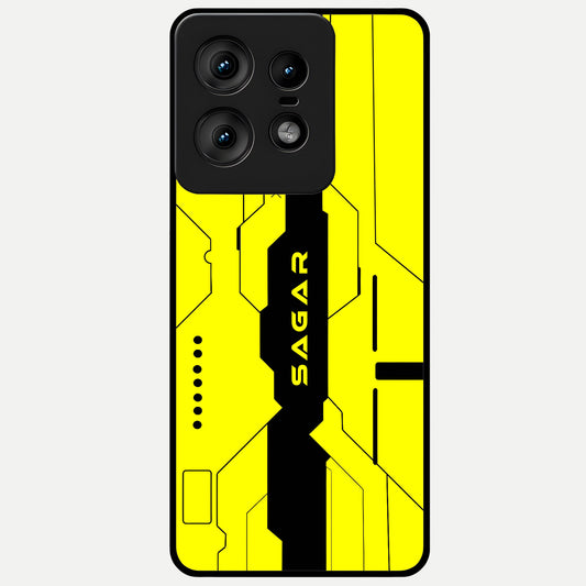  Circuit CYBERPUNK Custom Name Glass Case For Moto Edge50 Pro back cover – full design glossy printed glass finish