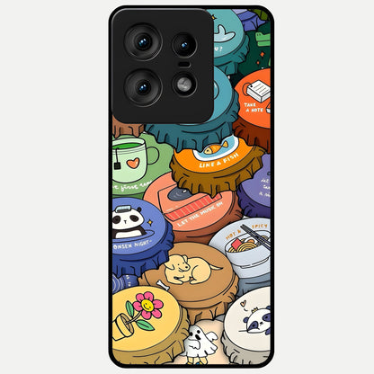  Coins Patterns Glass Case For Moto Edge50 Pro back cover – full design glossy printed glass finish