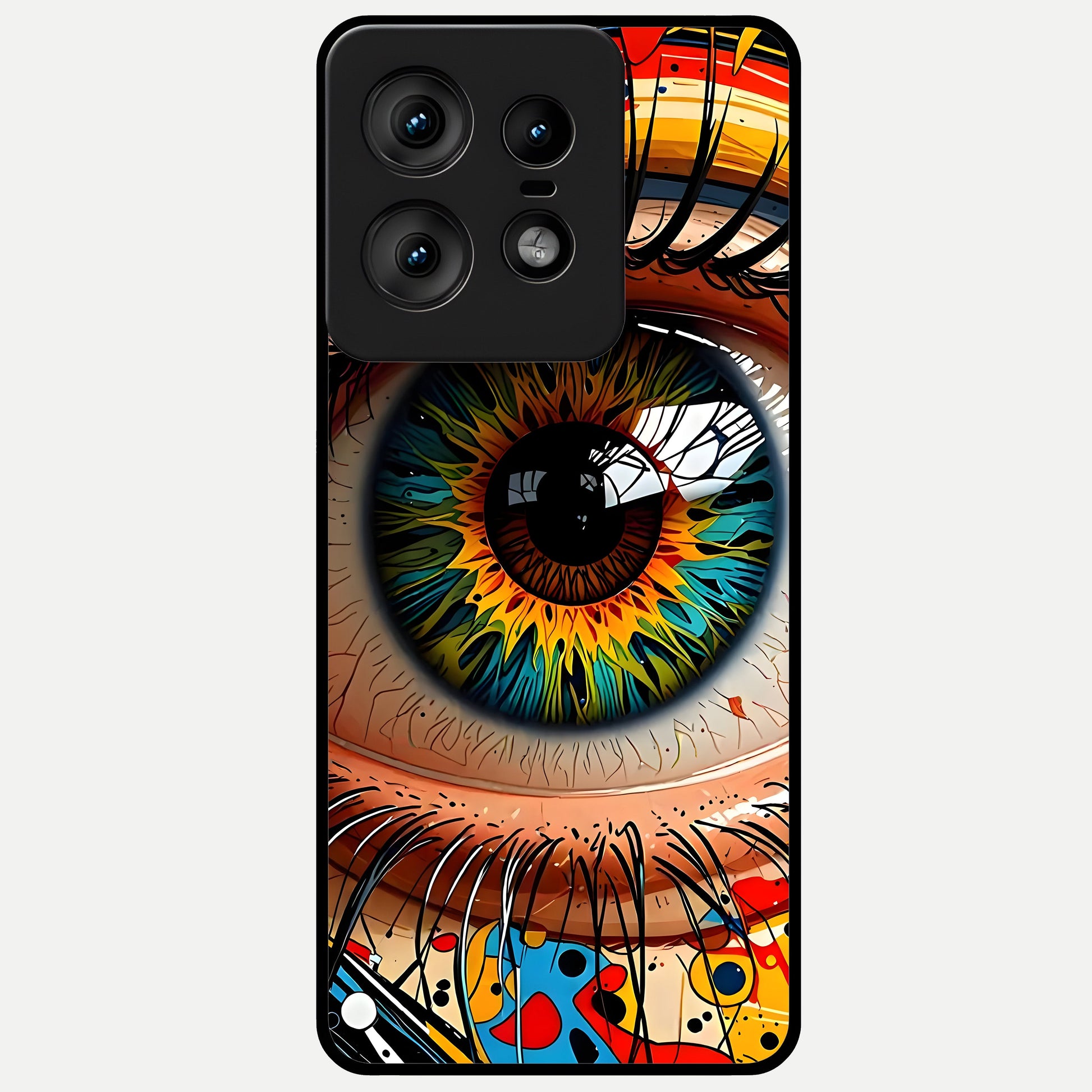  Colorful Eye Glass Case For Moto Edge50 Pro back cover – full design glossy printed glass finish