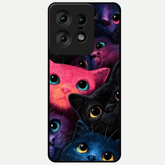 Cosmic Cats Dreams Glass Case For Moto Edge50 Pro back cover – full design glossy printed glass finish