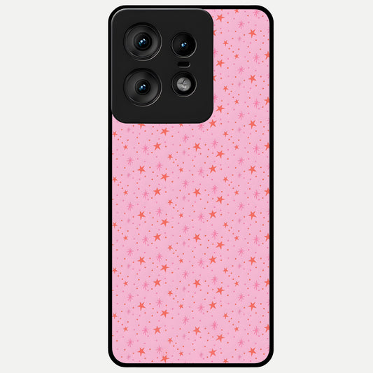  Cosmic Pink Sparkle Glass Case For Moto Edge50 Pro back cover – full design glossy printed glass finish
