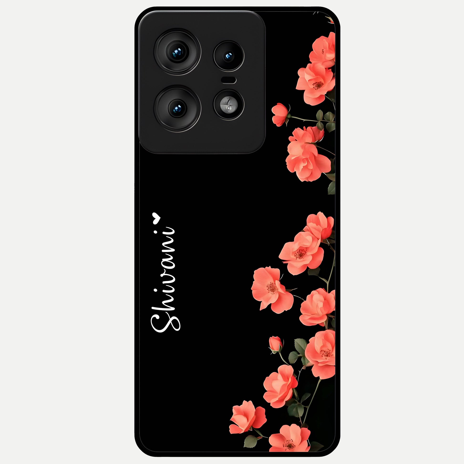  Crimson Bloom Grace Custom Name Glass Case For Moto Edge50 Pro back cover – full design glossy printed glass finish