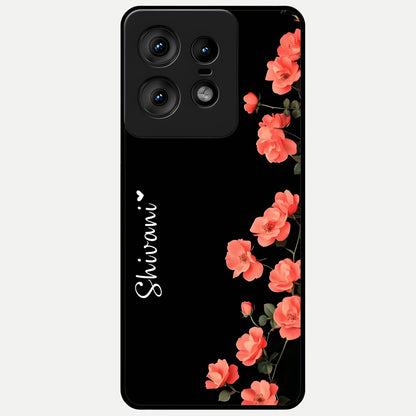  Crimson Bloom Grace Custom Name Glass Case For Moto Edge50 Pro back cover – full design glossy printed glass finish