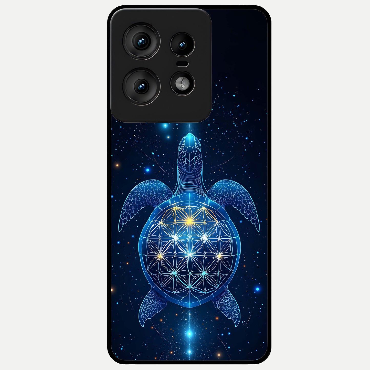  Crimson Blue Turtle Glass Case For Moto Edge50 Pro back cover – full design glossy printed glass finish