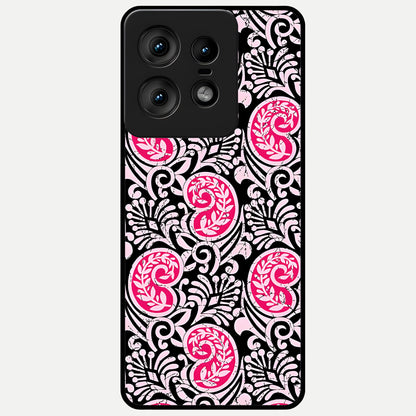  Crimson Paisley Charm Glass Case For Moto Edge50 Pro back cover – full design glossy printed glass finish