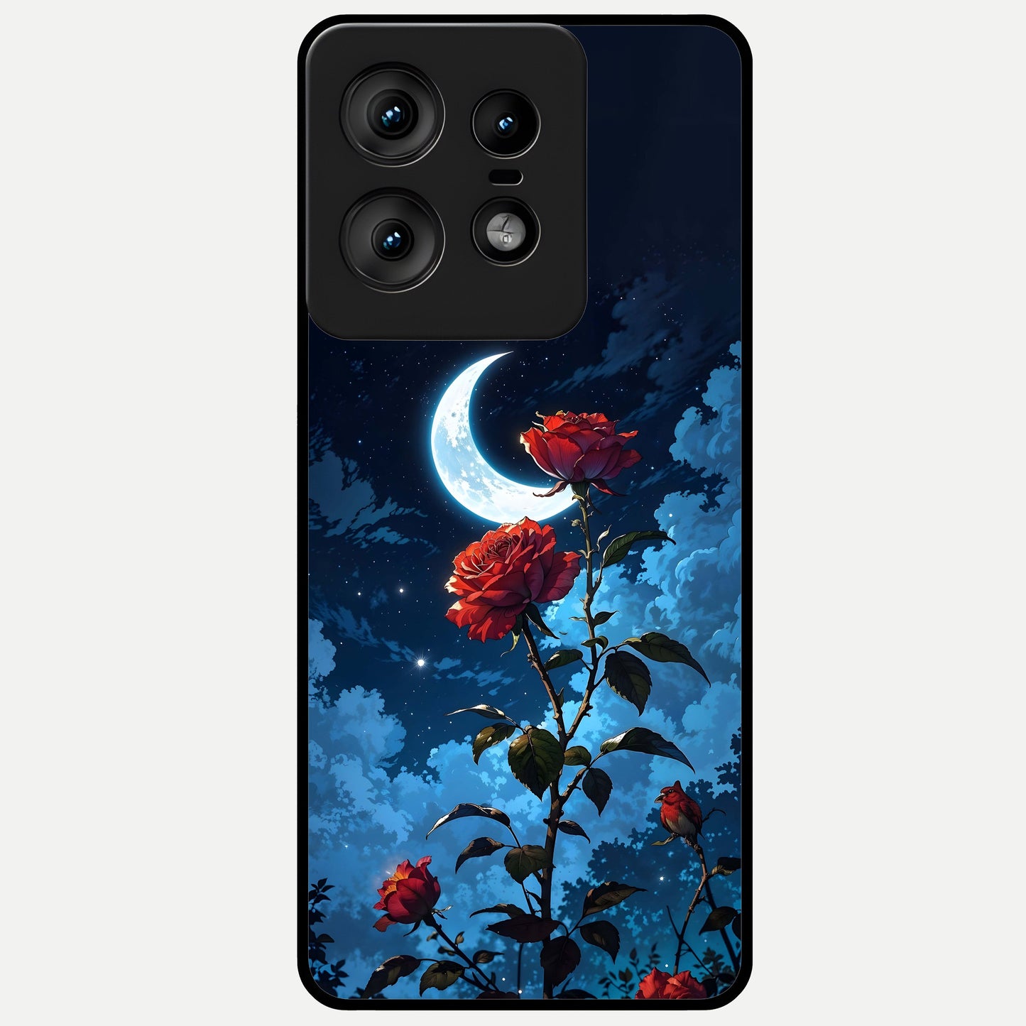  Crimson Rose Moon Glass Case For Moto Edge50 Pro back cover – full design glossy printed glass finish