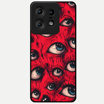 Crimson Watch Eyes Glass Case For Moto Edge50 Pro back cover – full design glossy printed glass finish