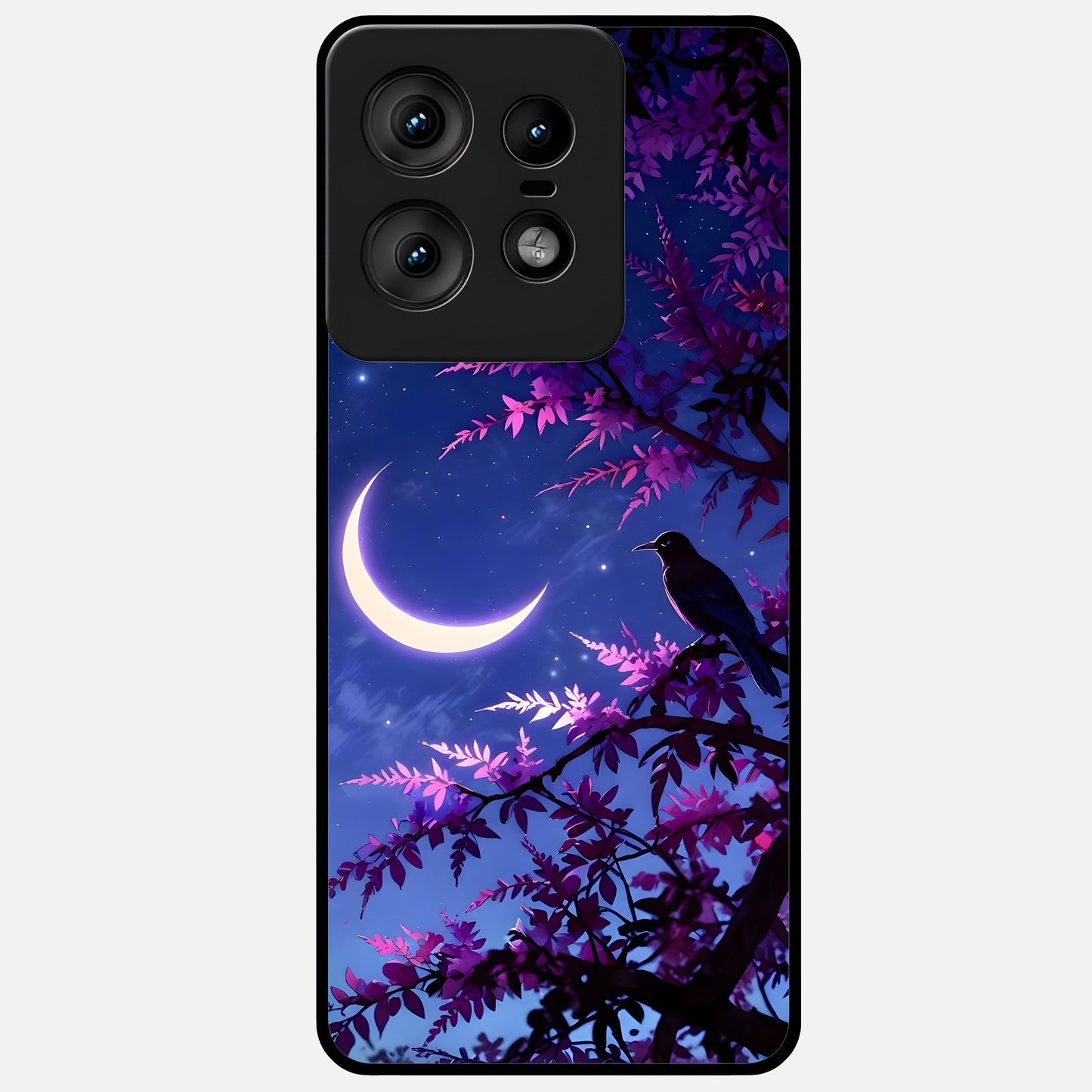  Crow And Moon Scenery Glass Case For Moto Edge50 Pro back cover – full design glossy printed glass finish
