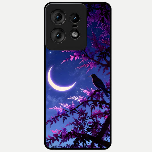  Crow And Moon Scenery Glass Case For Moto Edge50 Pro back cover – full design glossy printed glass finish
