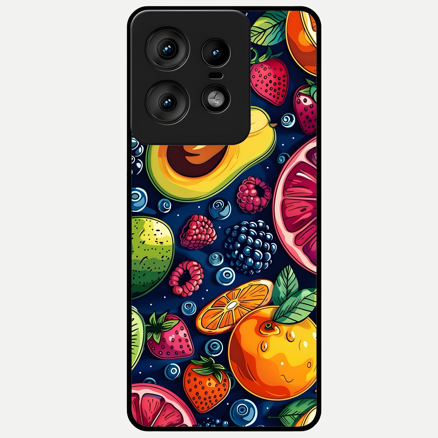  Cute Fruits Art Glass Case For Moto Edge50 Pro back cover – full design glossy printed glass finish