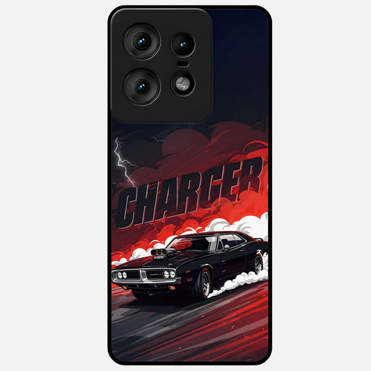  Dark Charger Fury Glass Case For Moto Edge50 Pro back cover – full design glossy printed glass finish