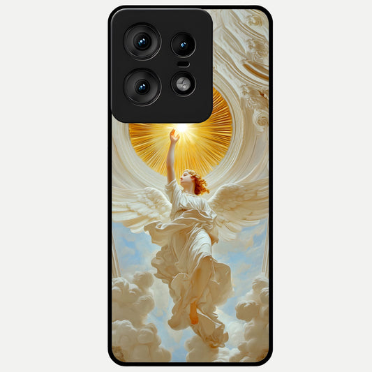 Divine Light Angel Glass Case For Moto Edge50 Pro back cover – full design glossy printed glass finish