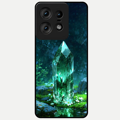  Emerald Light Crystal Glass Case For Moto Edge50 Pro back cover – full design glossy printed glass finish