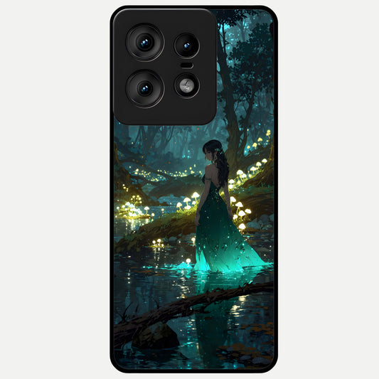  Enchanted Forest Glow Glass Case For Moto Edge50 Pro back cover – full design glossy printed glass finish