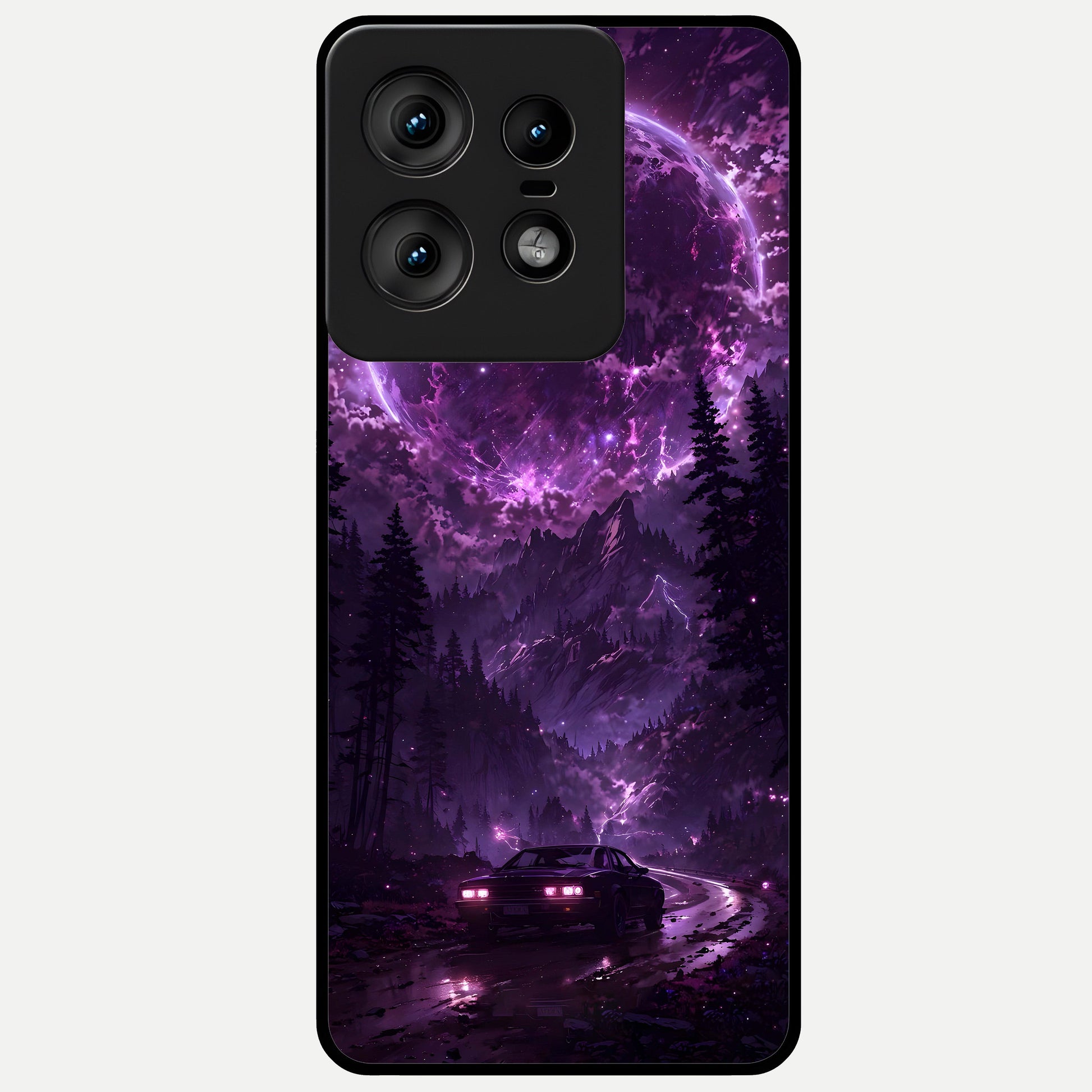  Eternal Cosmic Drive Glass Case For Moto Edge50 Pro back cover – full design glossy printed glass finish