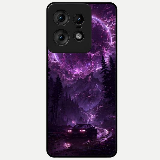  Eternal Cosmic Drive Glass Case For Moto Edge50 Pro back cover – full design glossy printed glass finish