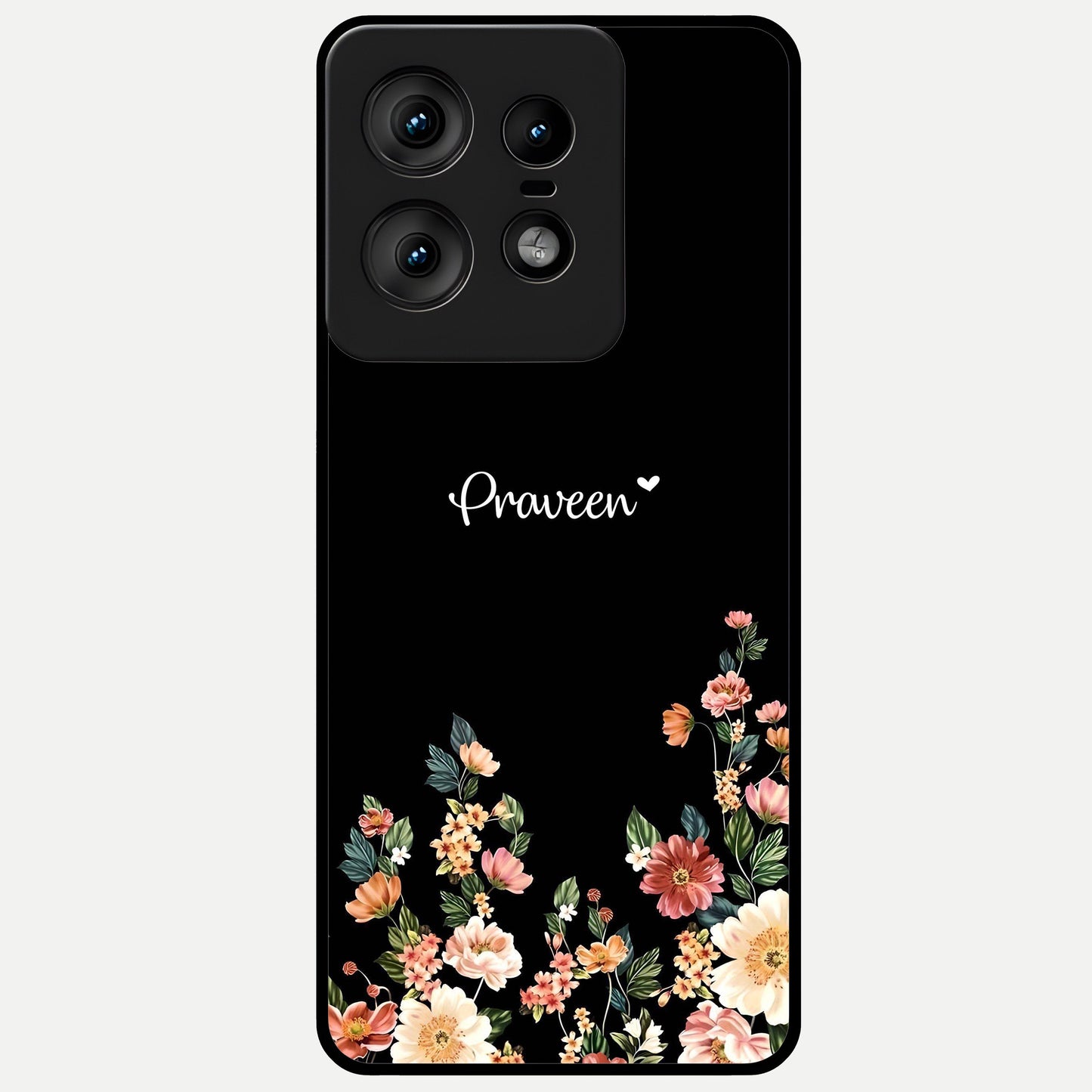  Floral Design Personalized Custom Name Glass Case For Moto Edge50 Pro back cover – full design glossy printed glass finish