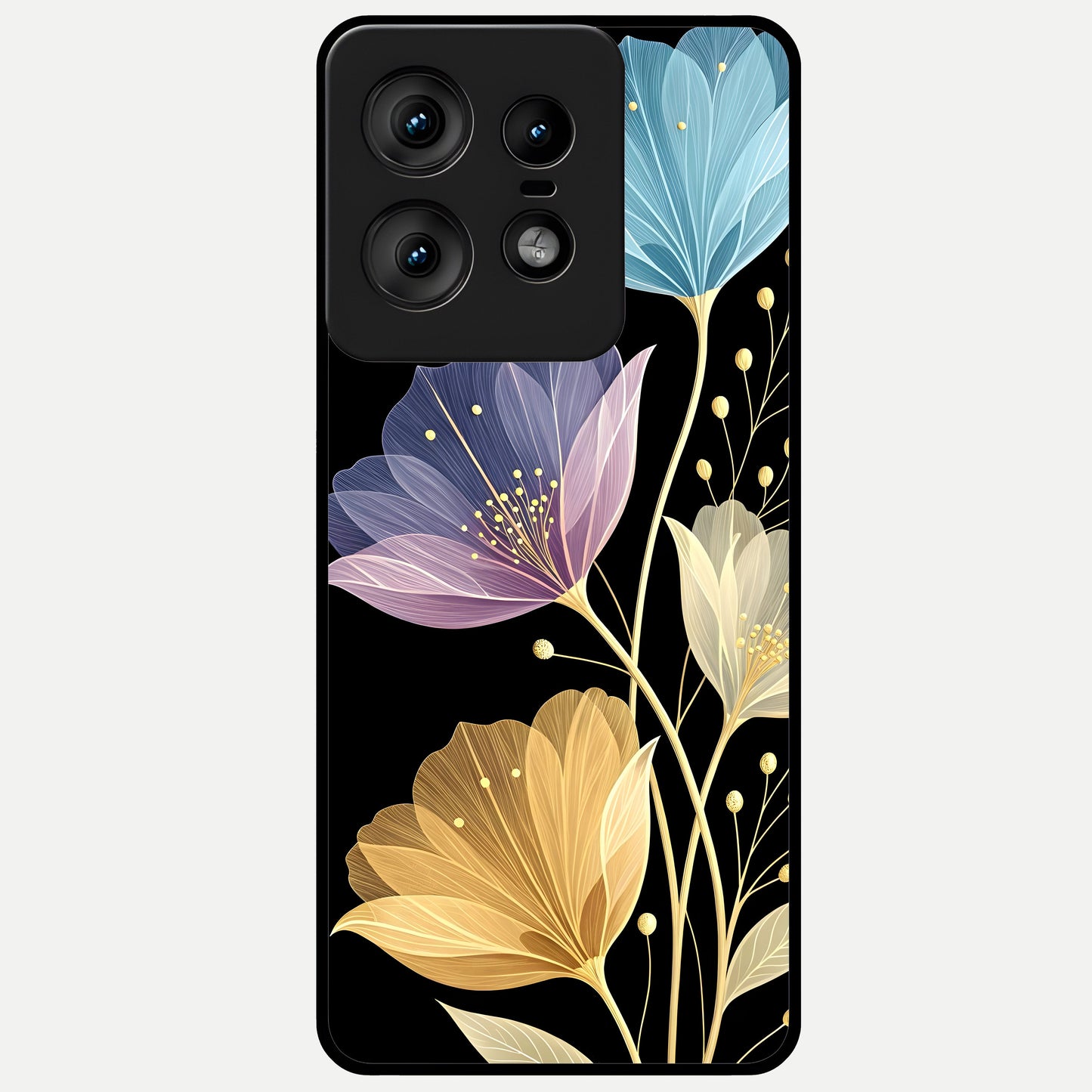  Flower Bloom Glow Glass Case For Moto Edge50 Pro back cover – full design glossy printed glass finish