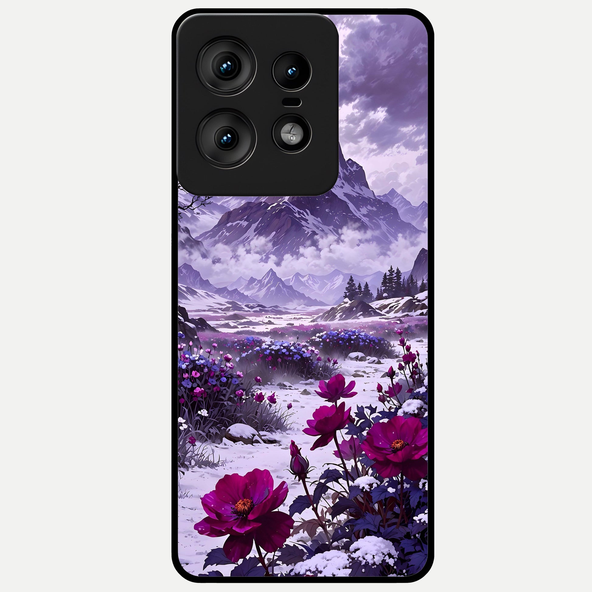  Flower Mountain View Glass Case For Moto Edge50 Pro back cover – full design glossy printed glass finish